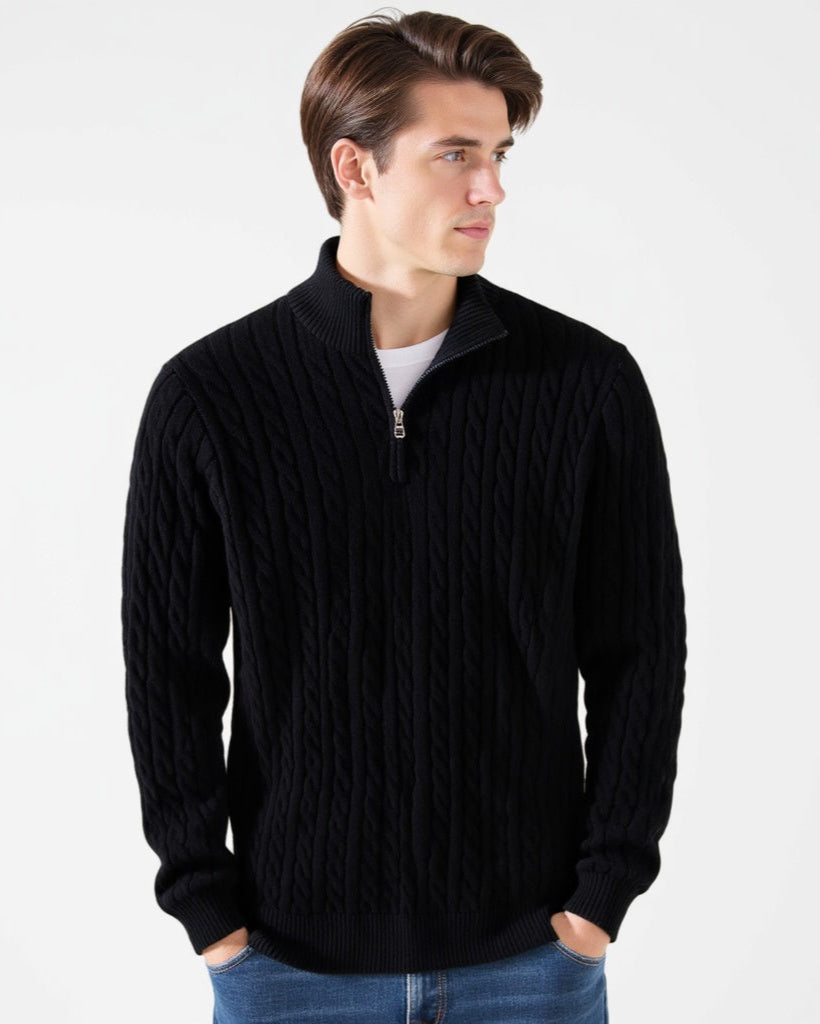 OSKAR | ZIPPED CABLE SWEATER