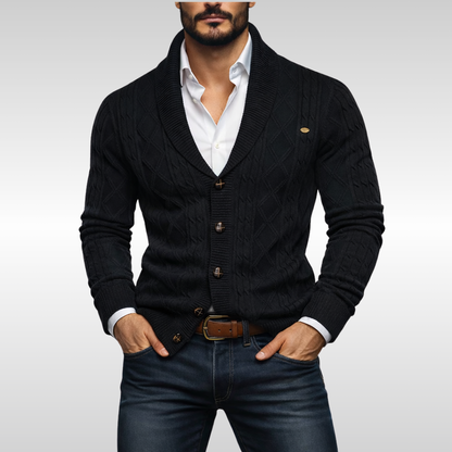 BRYN | CABLE CARDIGAN CLASSIC DETAIL, MODERN FIT