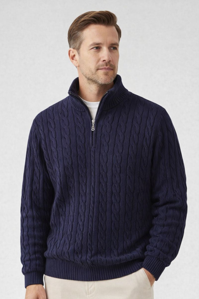 OSKAR | ZIPPED CABLE SWEATER