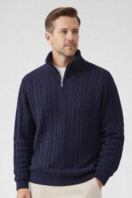 OSKAR | ZIPPED CABLE SWEATER