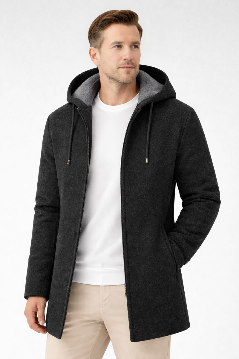RENZO | PADDED FLEECE HOODED CARDIGAN